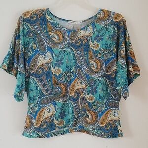Angela Multicolored Pasley Oversized Crop Top